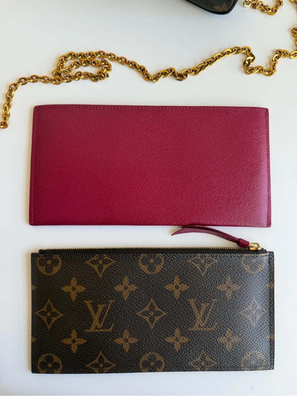 Authentic Louis Vuitton Felicie Pochette Monogram & Fuchsia Crossbody & Inserts